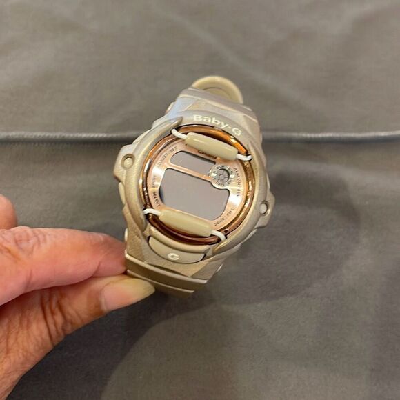 Casio Accessories - Casio Womens Water Shock Resistant Baby G Digital Wristwatch Cream Rose Gold